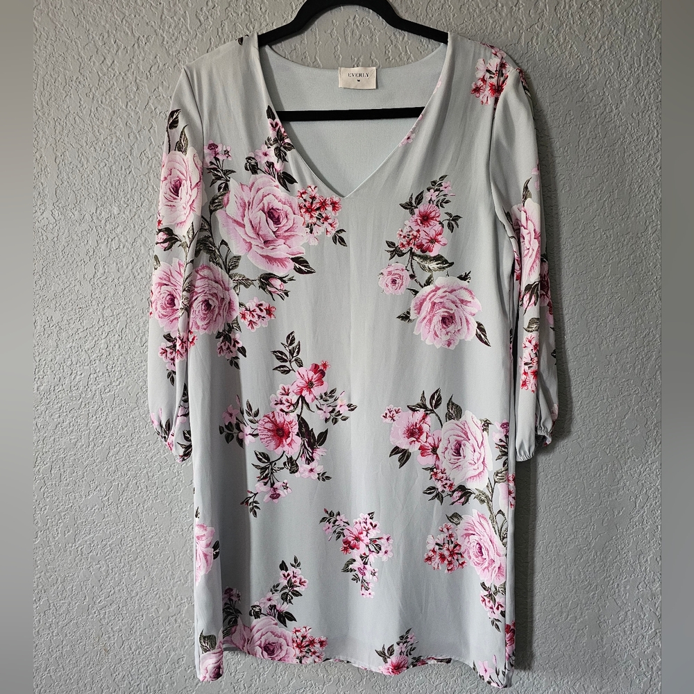 Everly Floral Long Sleeve  Dress V-Neck 100% Polyester Hand Wash Medium